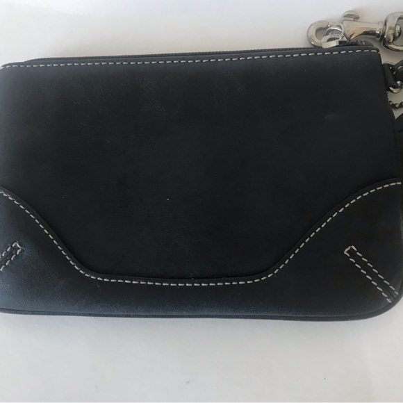 Coach Small Leather Zippered Wristlet with Tan Stitching - Picture 4 of 4